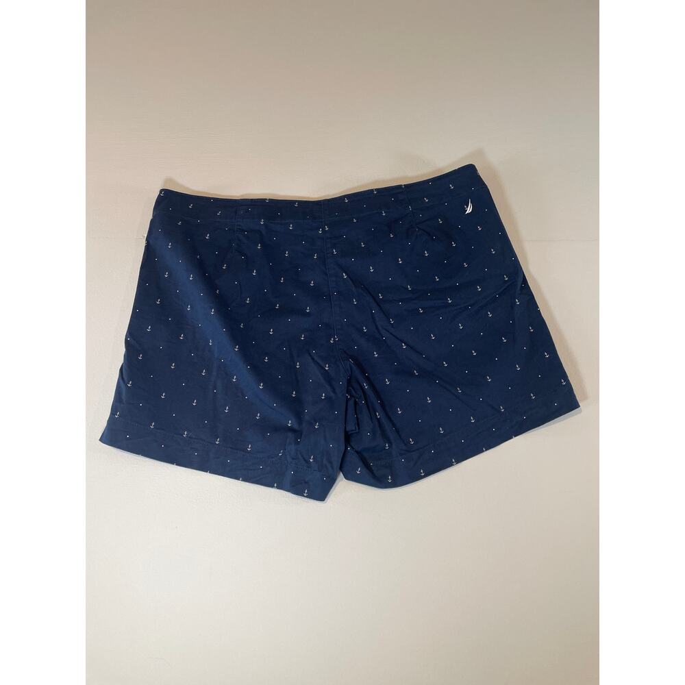 Nautica Navy Anchor Print Cotton Blend Shorts Size 16 Nautical Theme - Picture 5 of 5